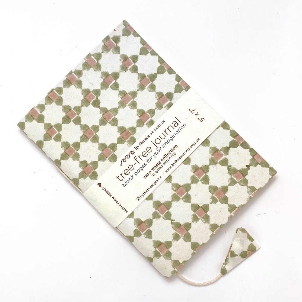 By The Sea Organics 5x7" Tree-Free Blank Journal Upcycled Cotton Made in India